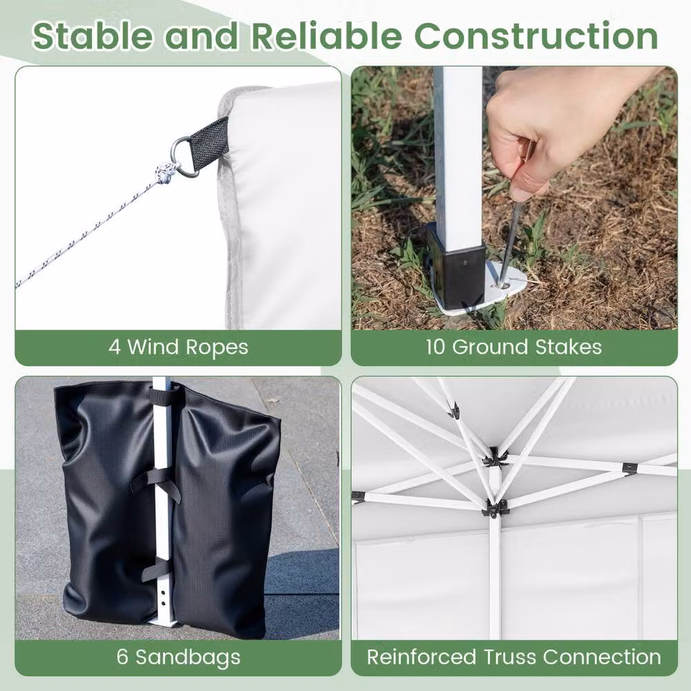 Costway Pop up Canopy Tent Patio Sunshade Shelter with 6 Sidewalls, White, W: 600 cm, D: 300 cm, H: 250 cm – 3