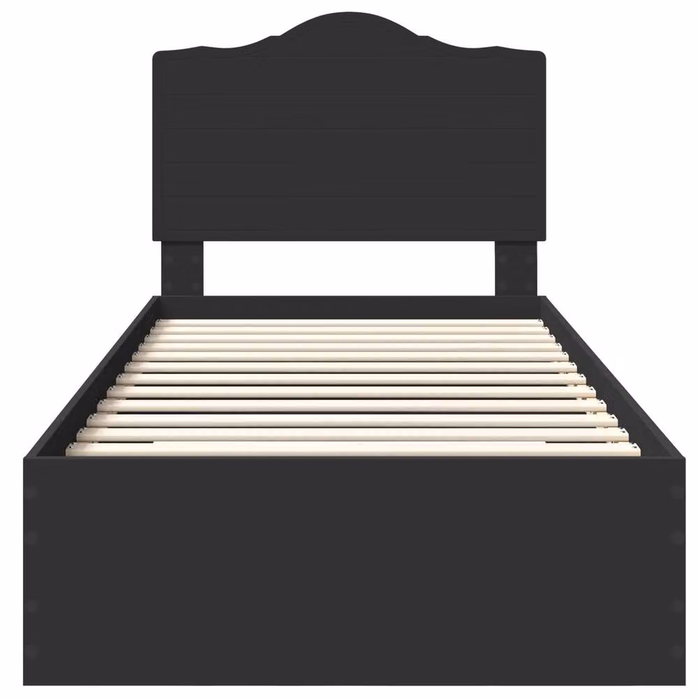 Berkfield Home Modern Bed Frame with Headboard in Black, Engineered Wood, W/D/H: 190 x 70 x 32 cm – 4