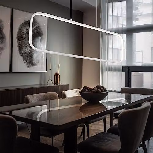 Globo Lighting Modern Rectangular Silver LED Pendant Lamp with Opal Frame, Warm White 3000K, L 80 x W 10 x H 120 cm – 4