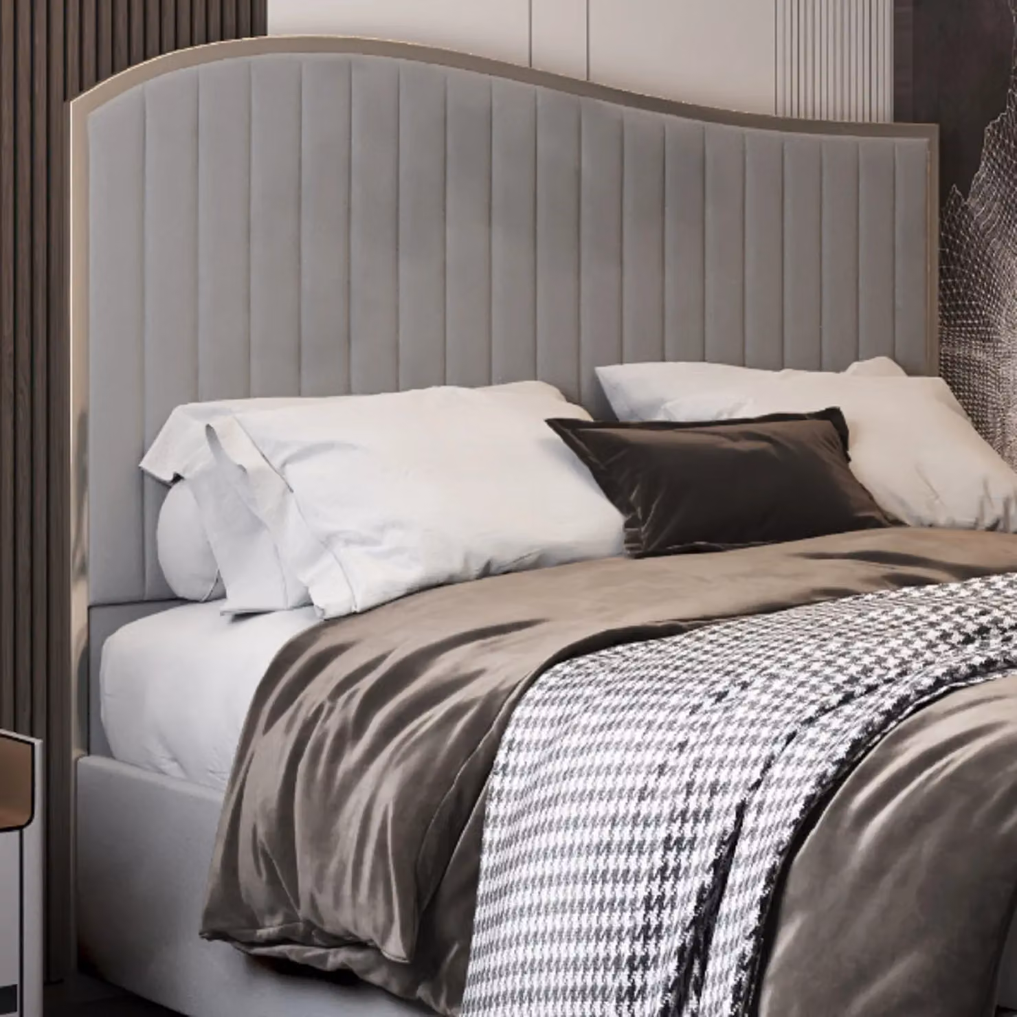 KDMD Brixton Small Double Upholstered Velvet Bed Frame in Grey, W/D/H: 120 x 137 x 128 cm – 2