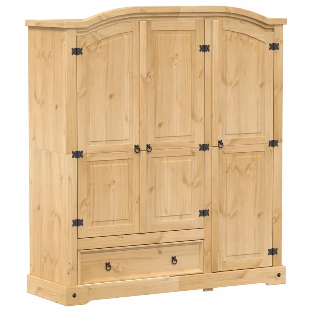 Berkfield Home Corona Wardrobe in Brown Solid Pine with Integrated Drawers, W: 151.5 cm, D: 52 cm, H: 170 cm – 2