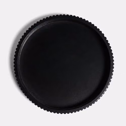 OHS Modern Ribbed Round Decorative Tray in Black, Diameter: 28 cm – 5