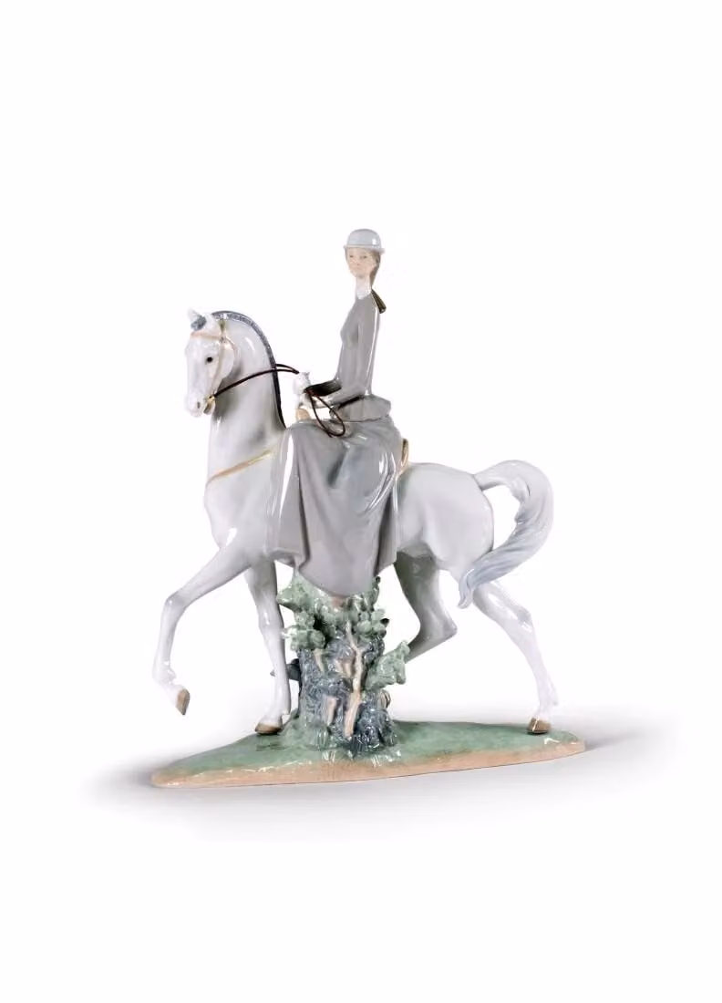 Lladró Woman on Horse Porcelain Figurine in White