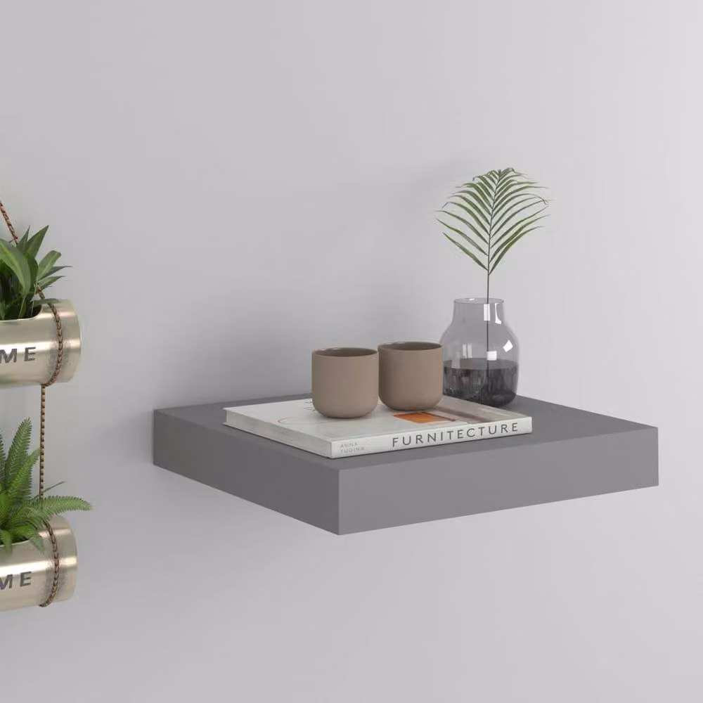 Berkfield Home Durable Floating Wall Shelf in Grey, W/D/H: 23 x 23.5 x 3.8 cm – 2