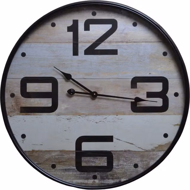 Samuel Alexander Large Round Wood Effect Analog Wall Clock with Metal Frame in Black, Blue or White