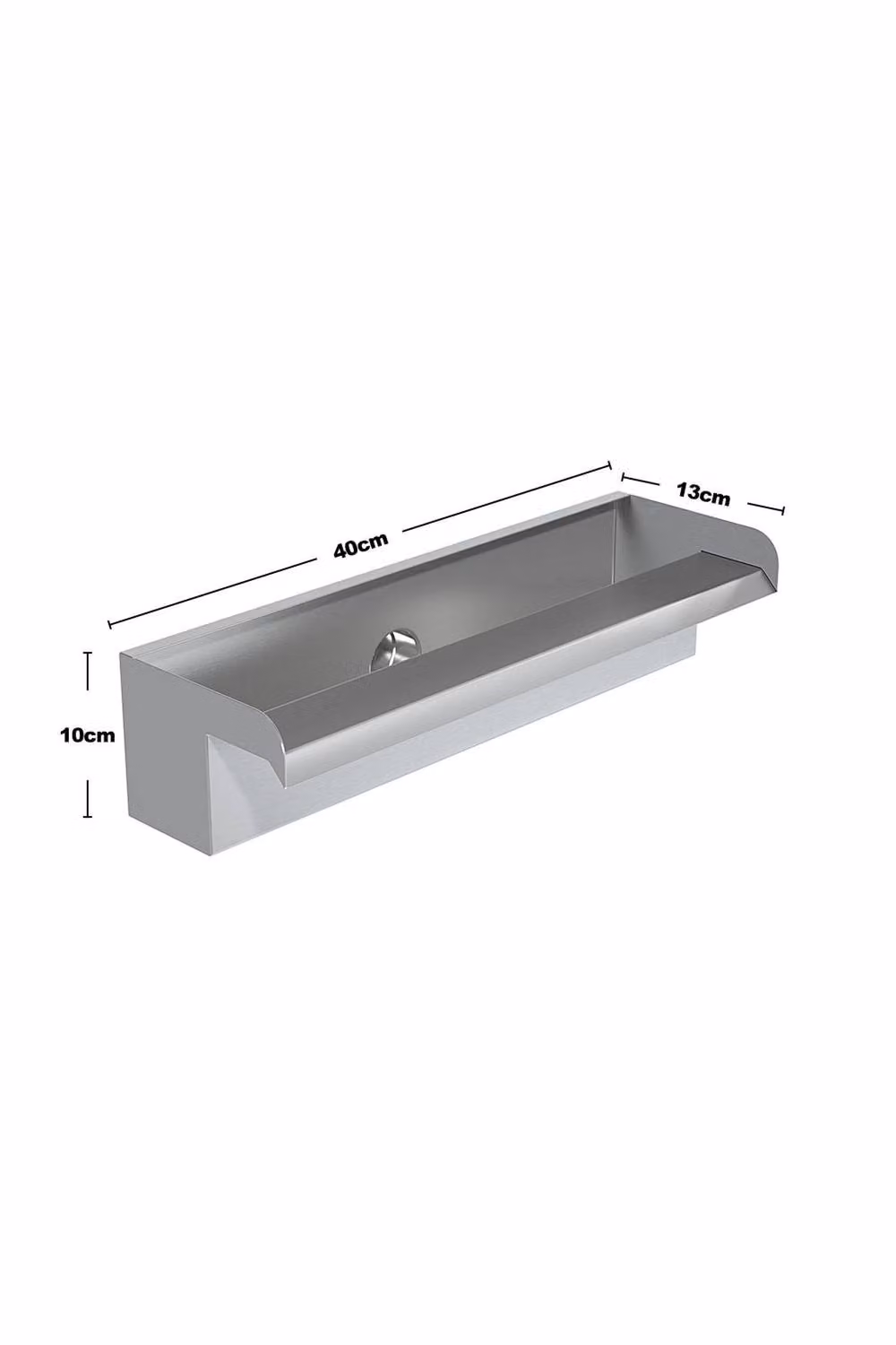 Garden Sanctuary Silver Stainless Steel Rectangular Back Entry Water Blade Cascade W: 40 cm, D: 13 cm, H: 10 cm – 2