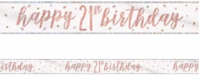 Rose Gold Happy 21st Birthday Foil Banner for Adult Parties