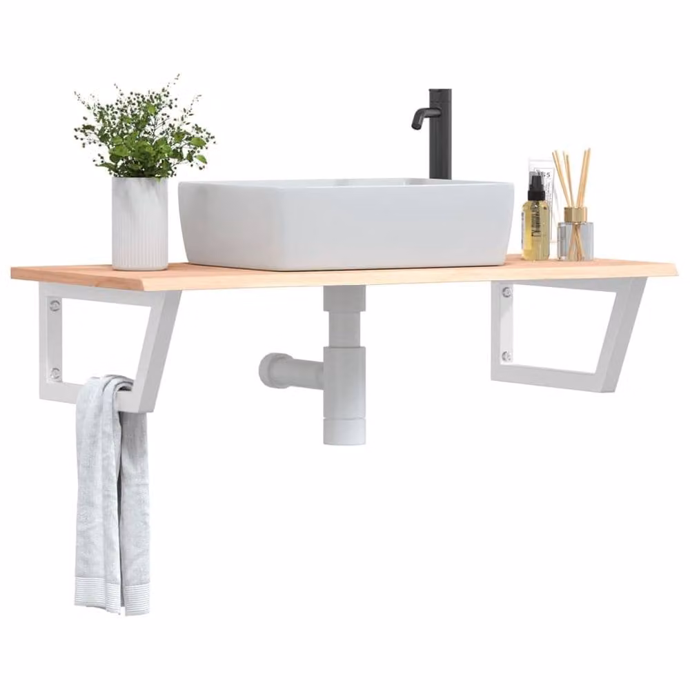 Berkfield Home Elegant Wall Mounted Basin Shelf in Brown Oak and Steel