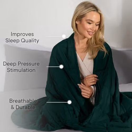 OHS Sensory Sleep Therapy Weighted Blanket for Adults, Green, W/D/H: 125 x 180 cm, 6kg – 3