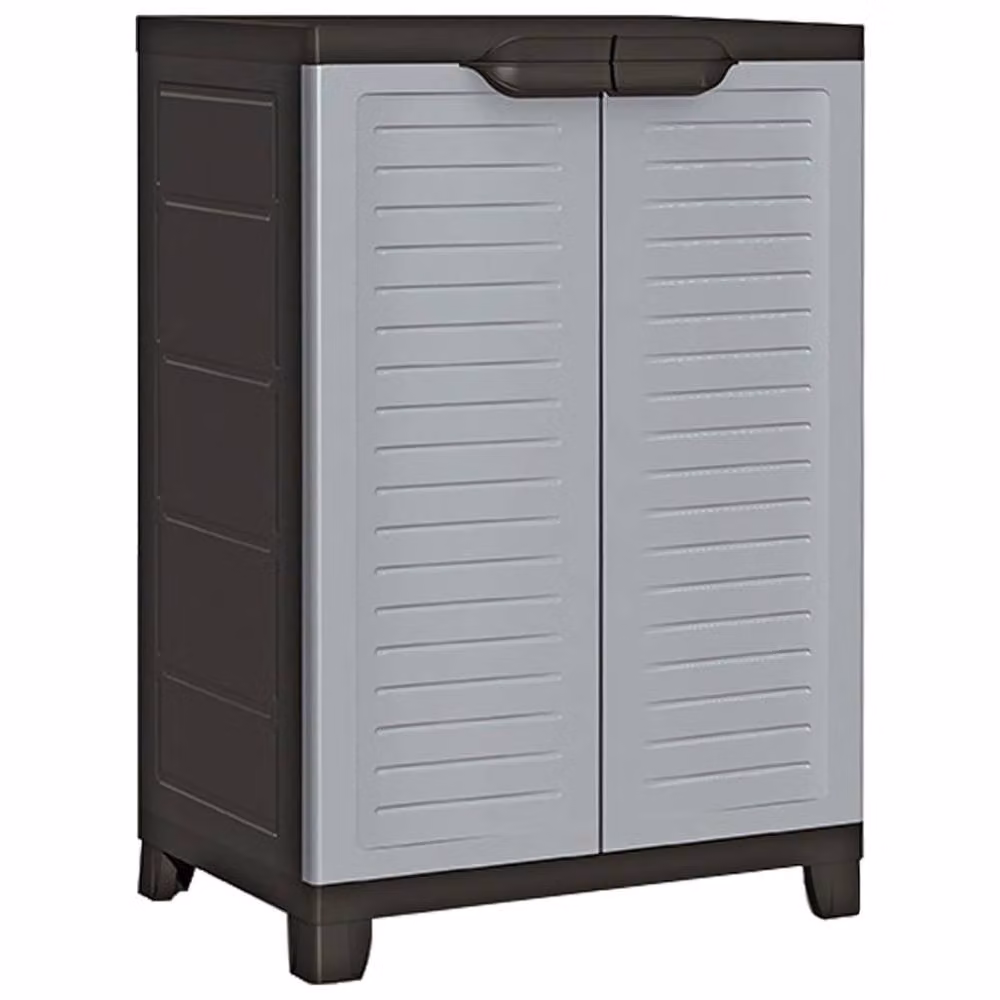 Berkfield Home Grey Plastic Wall Mounted Cabinet with Hinged Doors and Lock, W/D/H: 65 x 45 x 97 cm – 3
