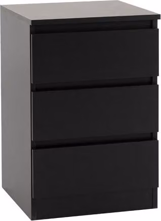 Seconique Malvern 3 Drawer Bedside Table in Black – 2