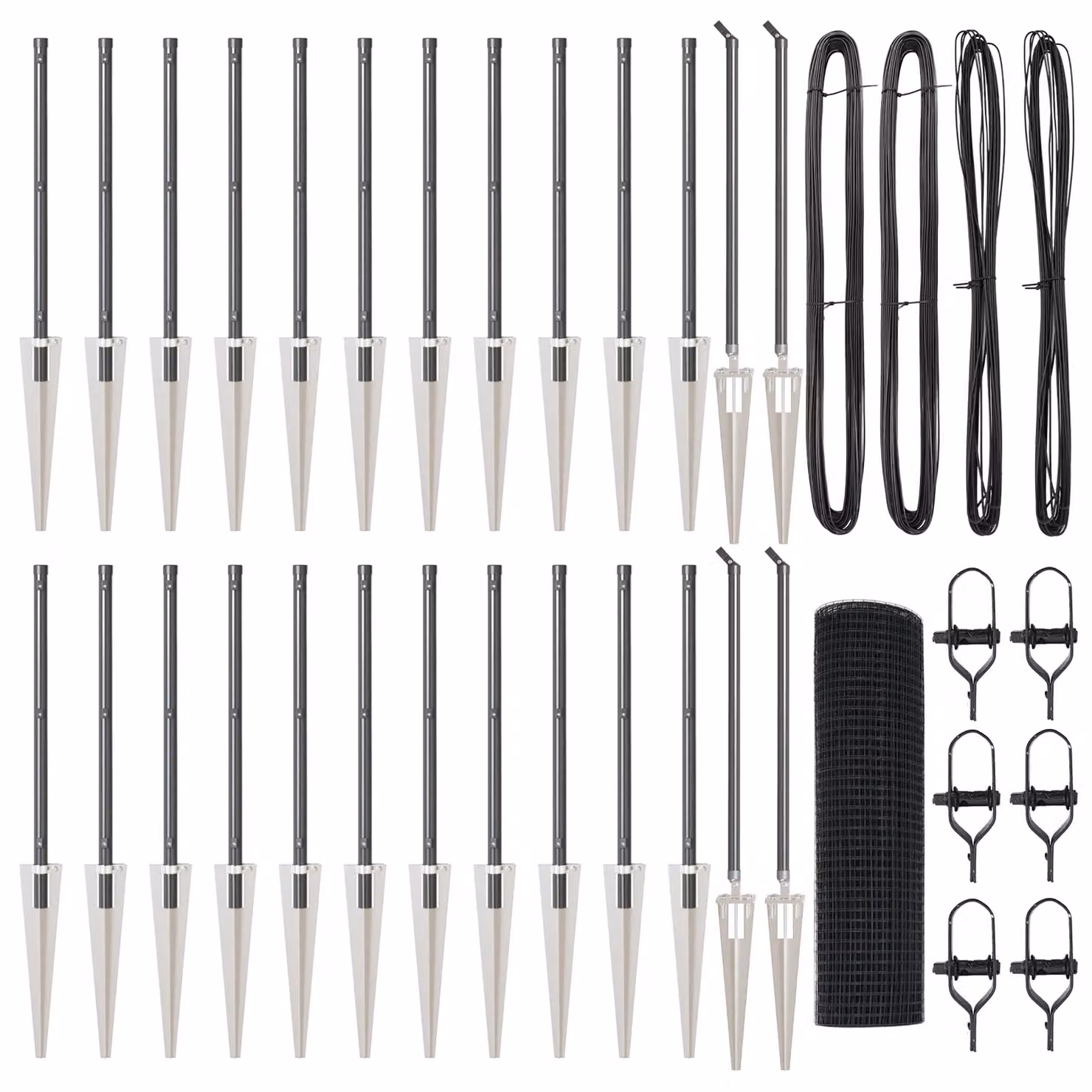 Berkfield Home Grey Steel Welded Wire Fence with 13 Round Spike Posts – 2