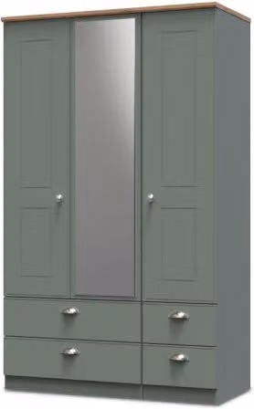 Welcome Victoria 3 Door 4 Drawer Tall Mirrored Triple Wardrobe