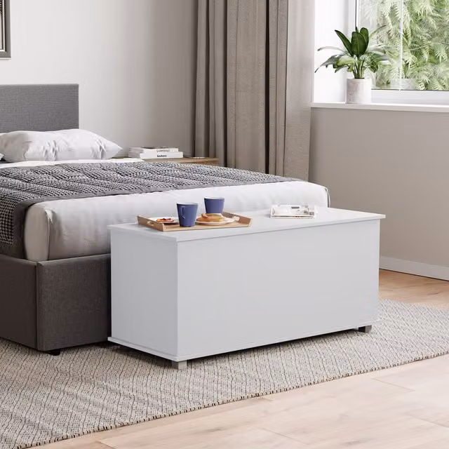 Vida Designs Leon Versatile Storage Ottoman in White