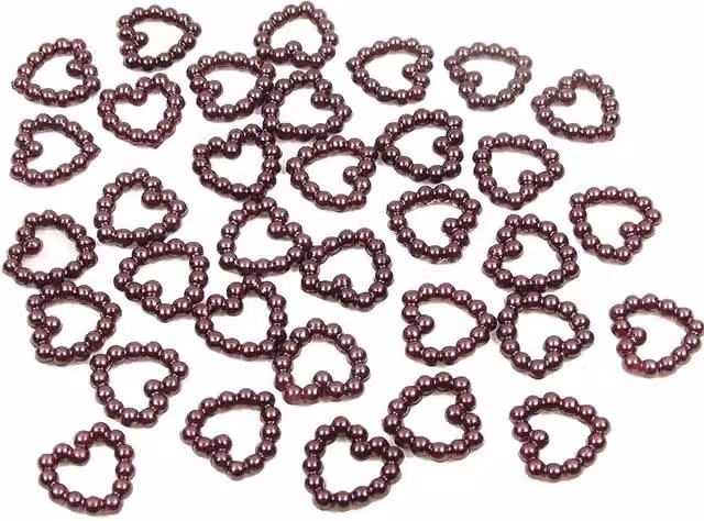 Syntego Pack of 50 Burgundy Pearl Heart Shape Double Sided Beads