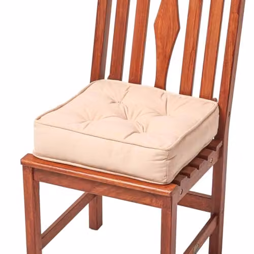 Homescapes Beige Cotton Dining Chair Booster Cushion, 40 x 40 x 10 cm – 4