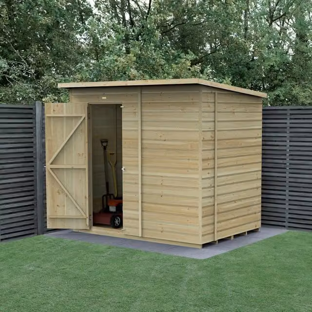 Forest Gardens Beckwood Pent Shed in Brown with Window, W: 213.36 cm, D: 152.4 cm, H: 182.88 cm
