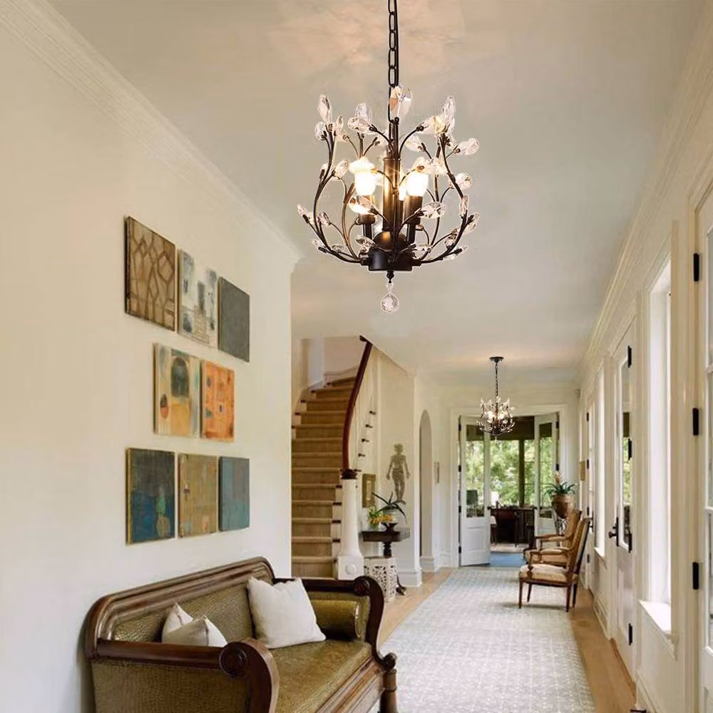 NIVOR Vintage Black 3-Light K9 Crystal Chandelier Ceiling Pendant Lamp with E14 Socket – 4