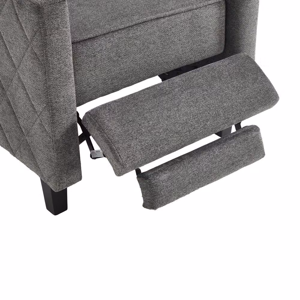 Living and Home Grey Velvet Single Recliner Sofa with Armrests – 5
