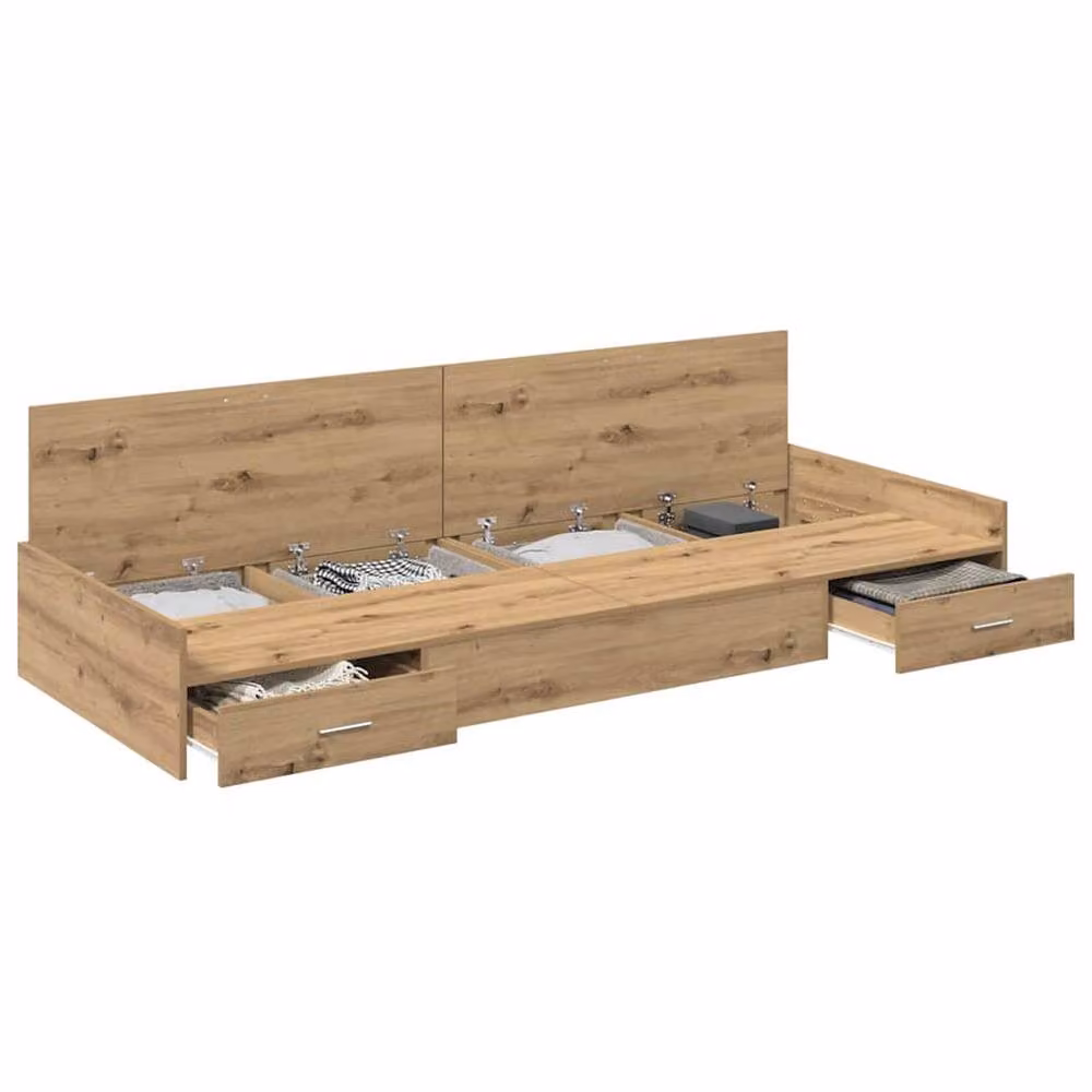 Berkfield Home Artisan Oak Storage Bed Frame with Drawers, Brown, W: 80 cm, L: 200 cm – 2