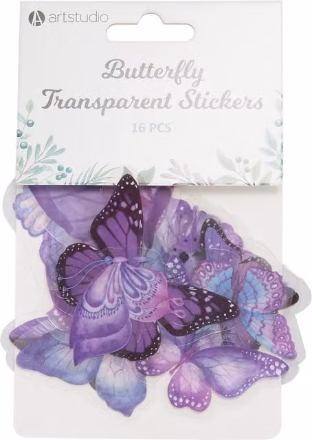 Art Studio Butterfly Transparent Stickers in Pink, Blue and Purple