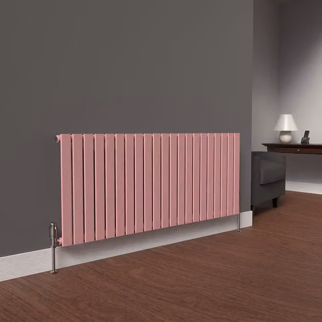 Lux Heat Flat Horizontal Coloured Steel Radiator in Pastel Pink