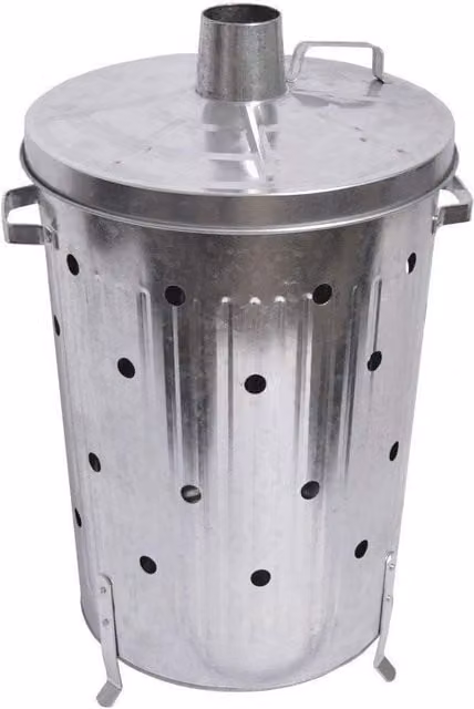 Trendi 90L Galvanised Metal Garden Incinerator in Silver – 1