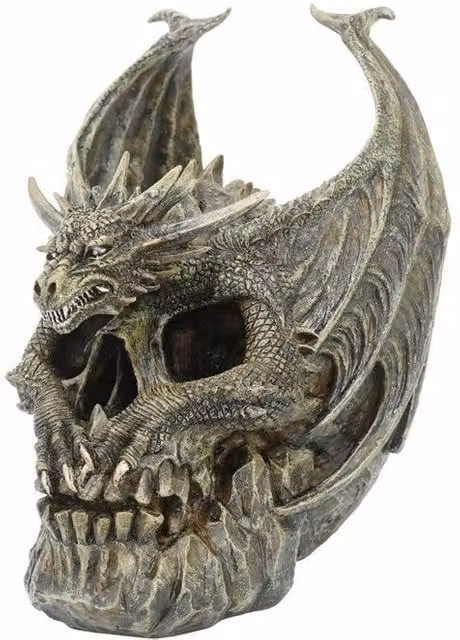 KDMD Draco Dragon Skull Tabletop Ornament in Grey