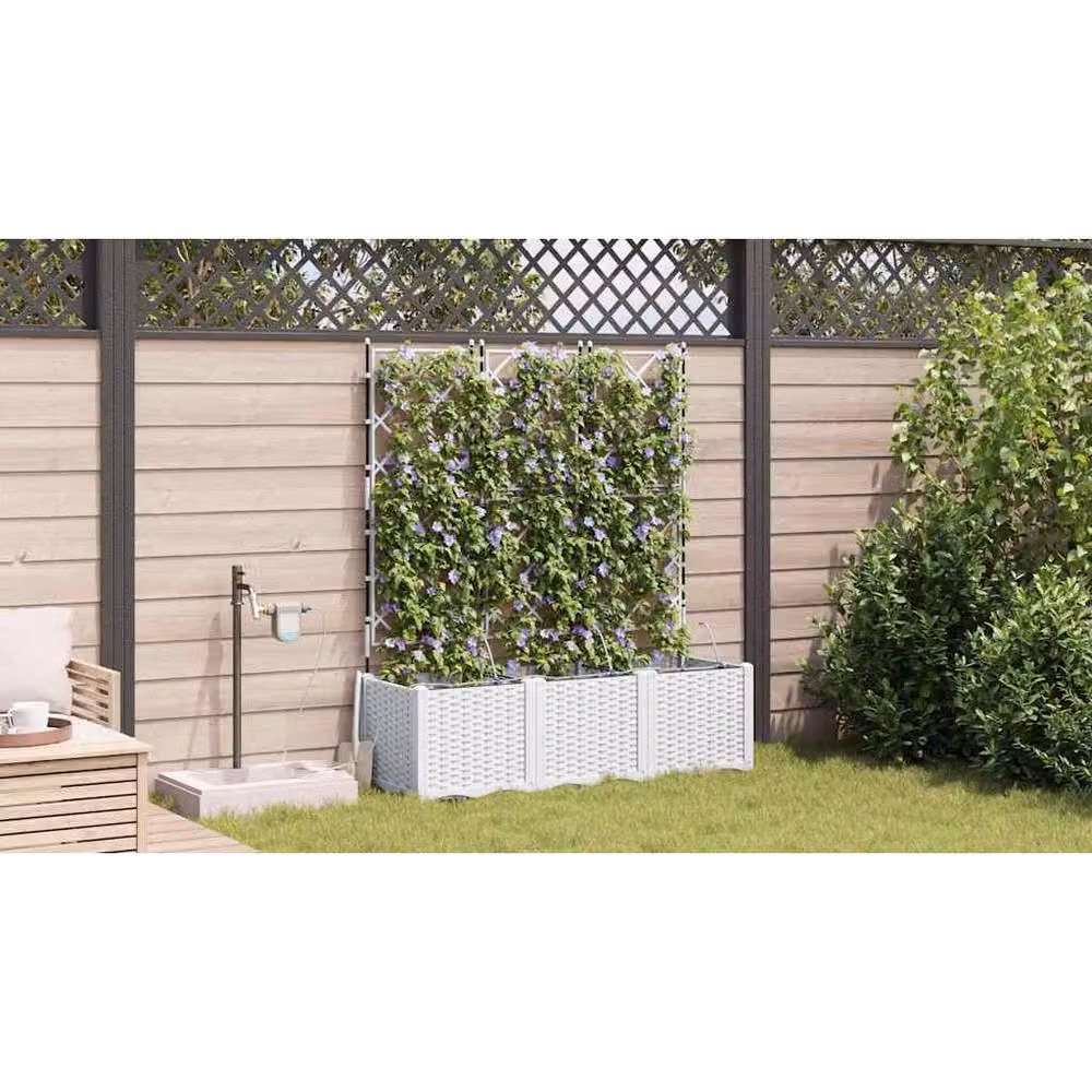 Berkfield Home Garden Planters with Water Irrigation System, 3 Piece Set, White – 3