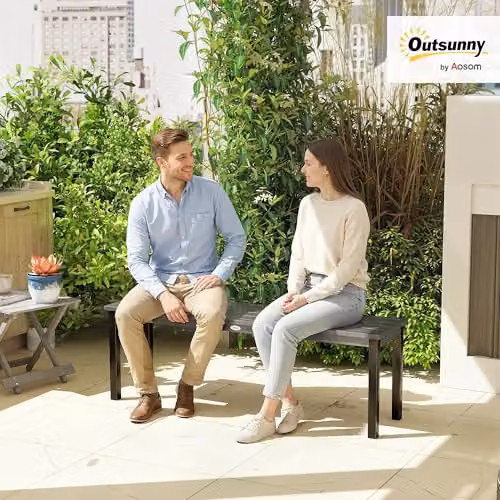 Outsunny Metal Garden Bench 2-Seater in Grey, W/D/H: 130 x 34 x 43 cm – 2