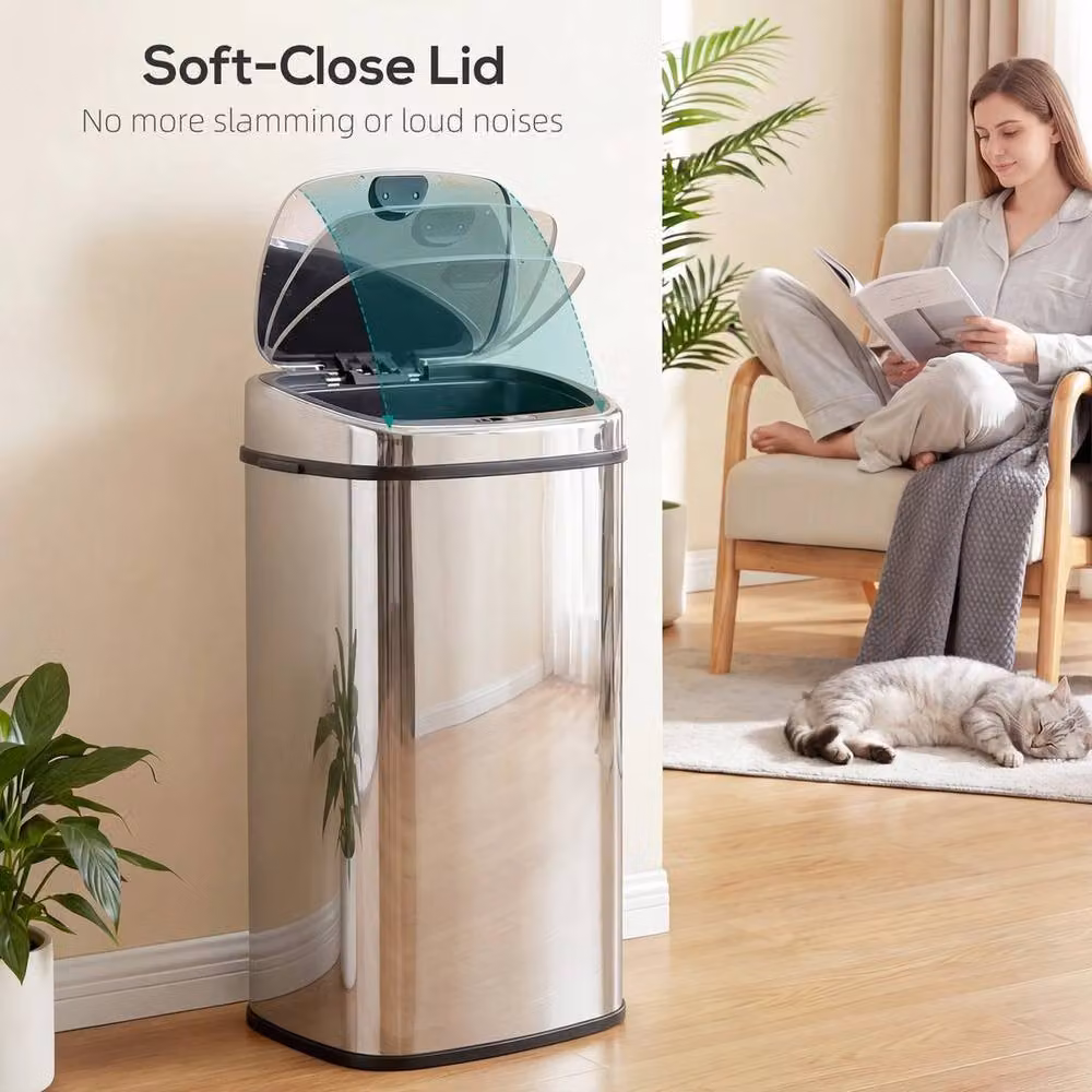 KORVIXA 68L Automatic Sensor Dustbin in Stainless Steel, Silver – 4
