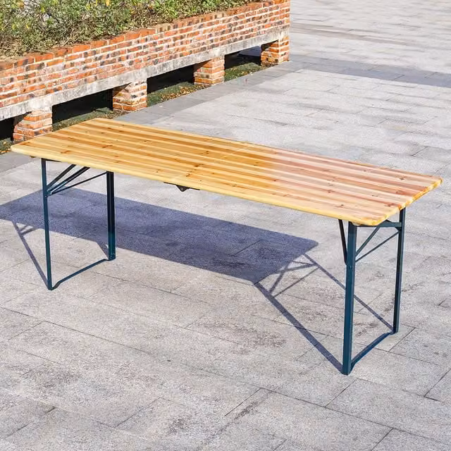 Livingandhome Rustic Wood Folding Garden Table in Brown and Green