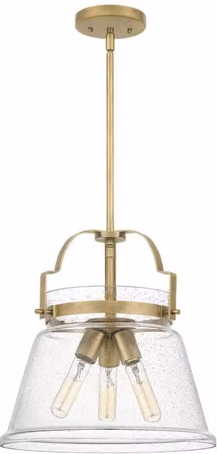 Quoizel Wimberley Dome Pendant Ceiling Light in Weathered Brass and Yellow Glass