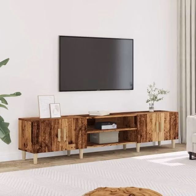 Berkfield Home Mid Century TV Cabinet in Brown, W/D/H: 180 x 31.5 x 40 cm – 1