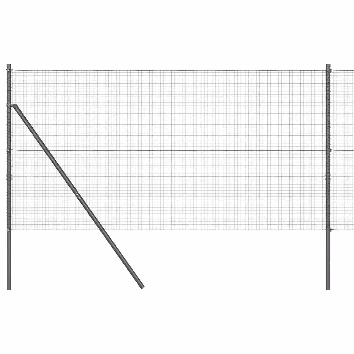 Berkfield Home Grey Steel Welded Wire Fence with 7 Round Posts, W: 10 m, H: 1.2 m – 2