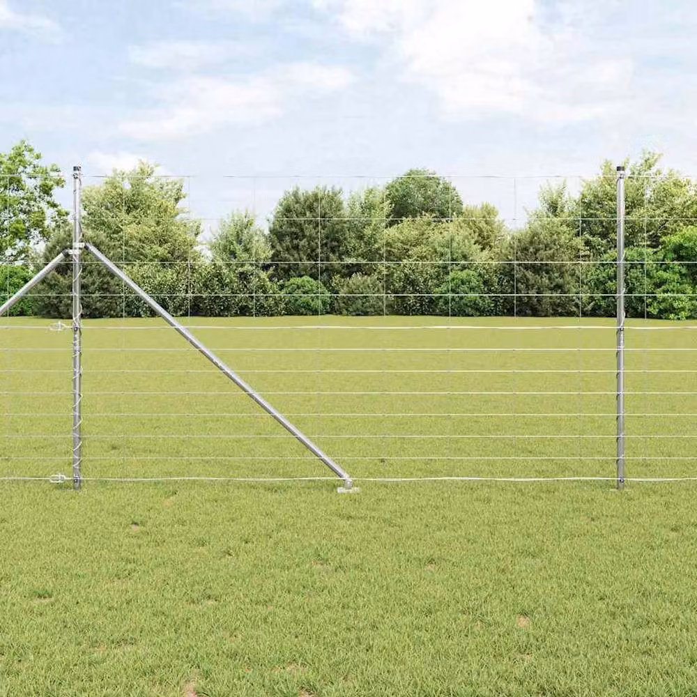 Berkfield Home Durable Field Fence, Galvanised Steel, Silver, W: 25 m, H: 1.4 m – 2