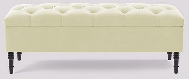 R&M Furnishers Chesterfield Ottoman Storage Bench in Cream Plush Velvet, Width: 137 cm