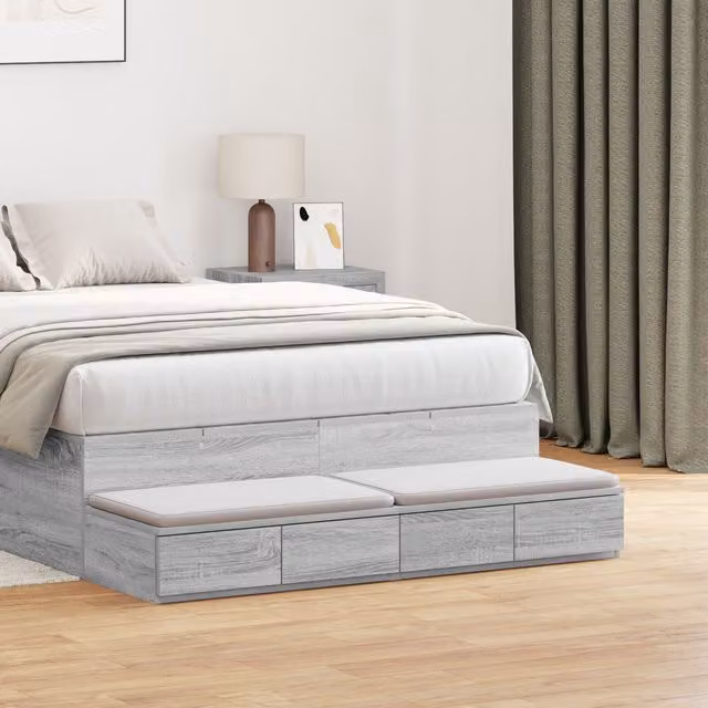 Berkfield Home Grey Sonoma Bedside Drawers in Engineered Wood W/D/H: 56.5 x 36.5 x 36.5 cm – 1