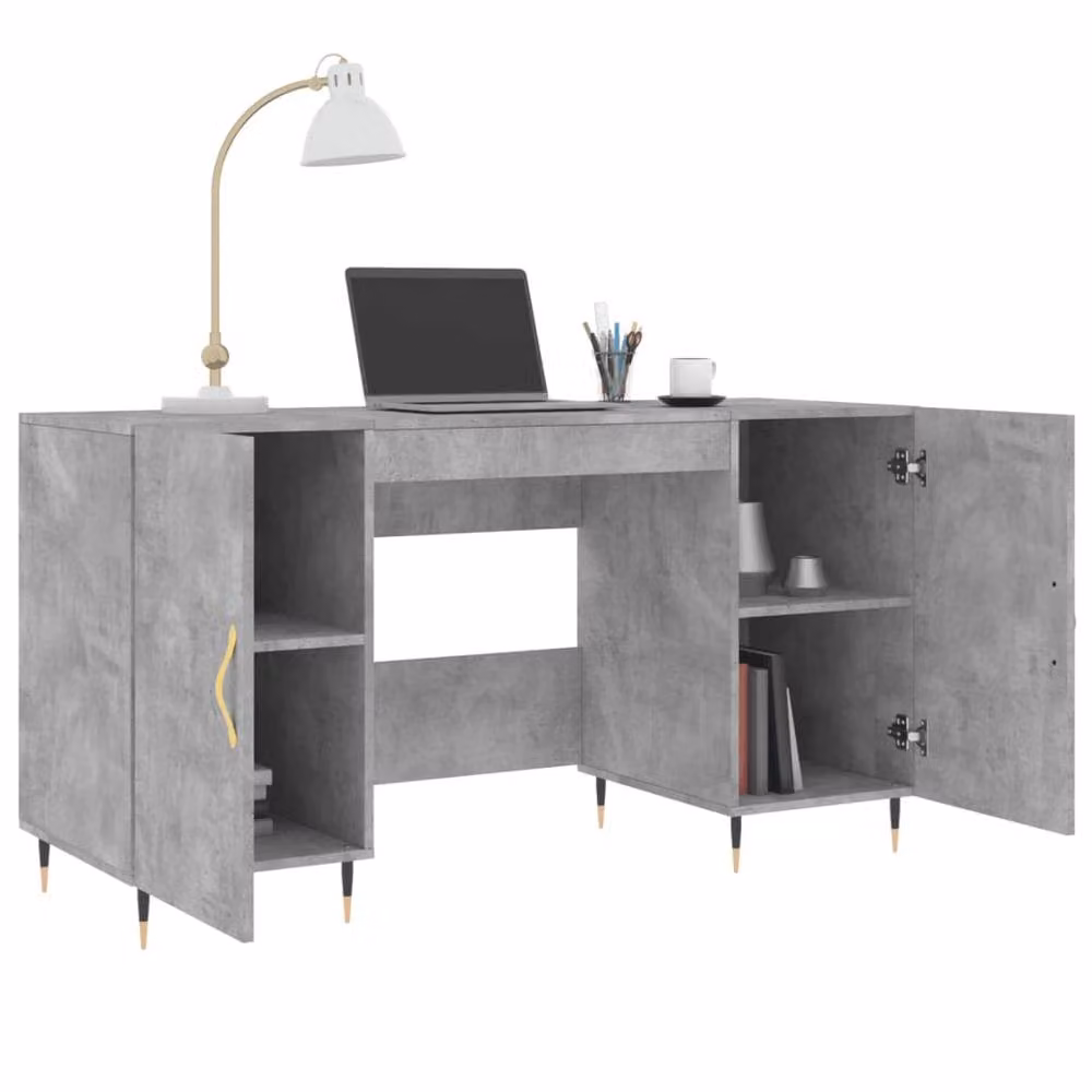 Berkfield Home Industrial Writing Desk in Concrete Grey, W/D/H: 140 x 50 x 75 cm – 3