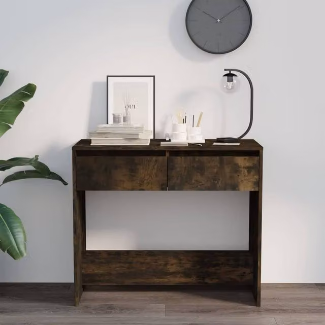 Berkfield Home Decorative Console Table in Smoked Oak Brown, W/D/H: 89 x 41 x 76.5 cm