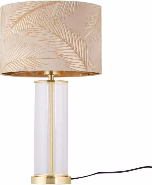 First Choice Lighting Aura Satin Brass Table Lamp with Champagne and Gold Leaf Shade in Gold and Brass
