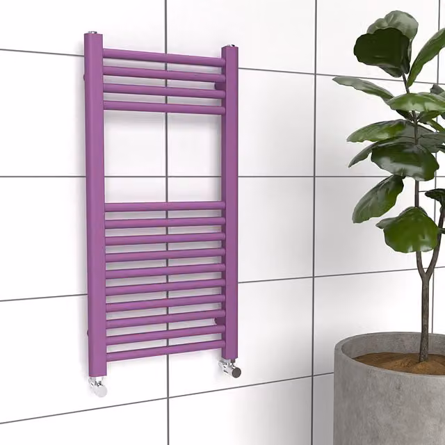 Lux Heat Coloured Towel Radiator in Pretty Plum Purple, W: 400 mm, H: 800 mm