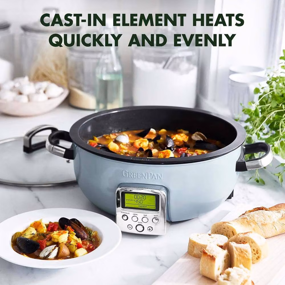 GreenPan Elite Omnicooker with 5.6 l Capacity, PFAS-Free Ceramic Non-Stick, Light Blue – 3