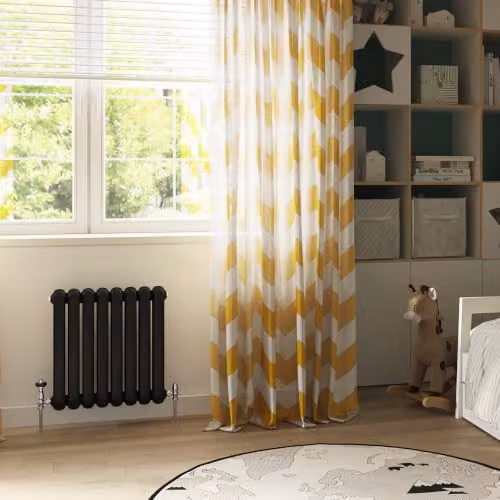 UK Radiators Sherwood Black Round Top Column Radiator, 2 Column, H: 600 mm, W: 576 mm – 3