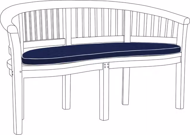 Gardenista Navy Blue Outdoor Banana Bench Wedge Cushion with Foam and Polyester Padding