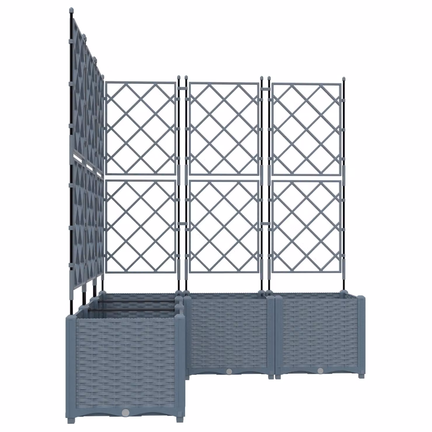 Berkfield Home Garden Planter with Trellis, 5 Pieces, Light Grey, W/D/H: 120 x 120 x 143 cm – 5