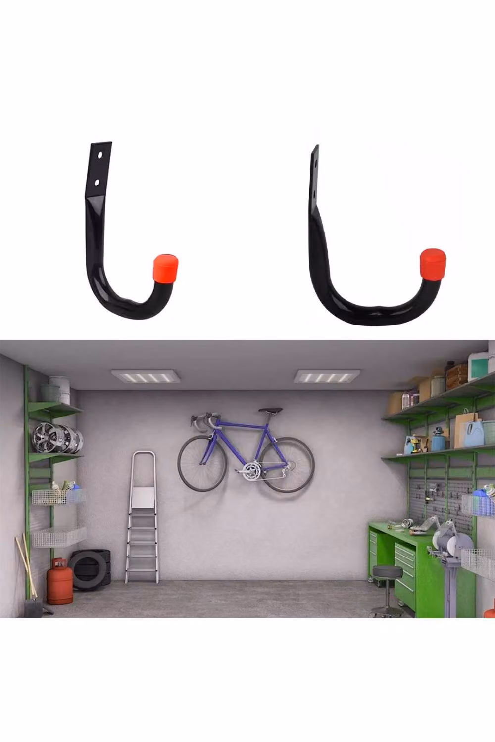 KDMD 6-Pack Heavy Duty Steel Wall Mounted Utility Hook Organiser in Black – 5