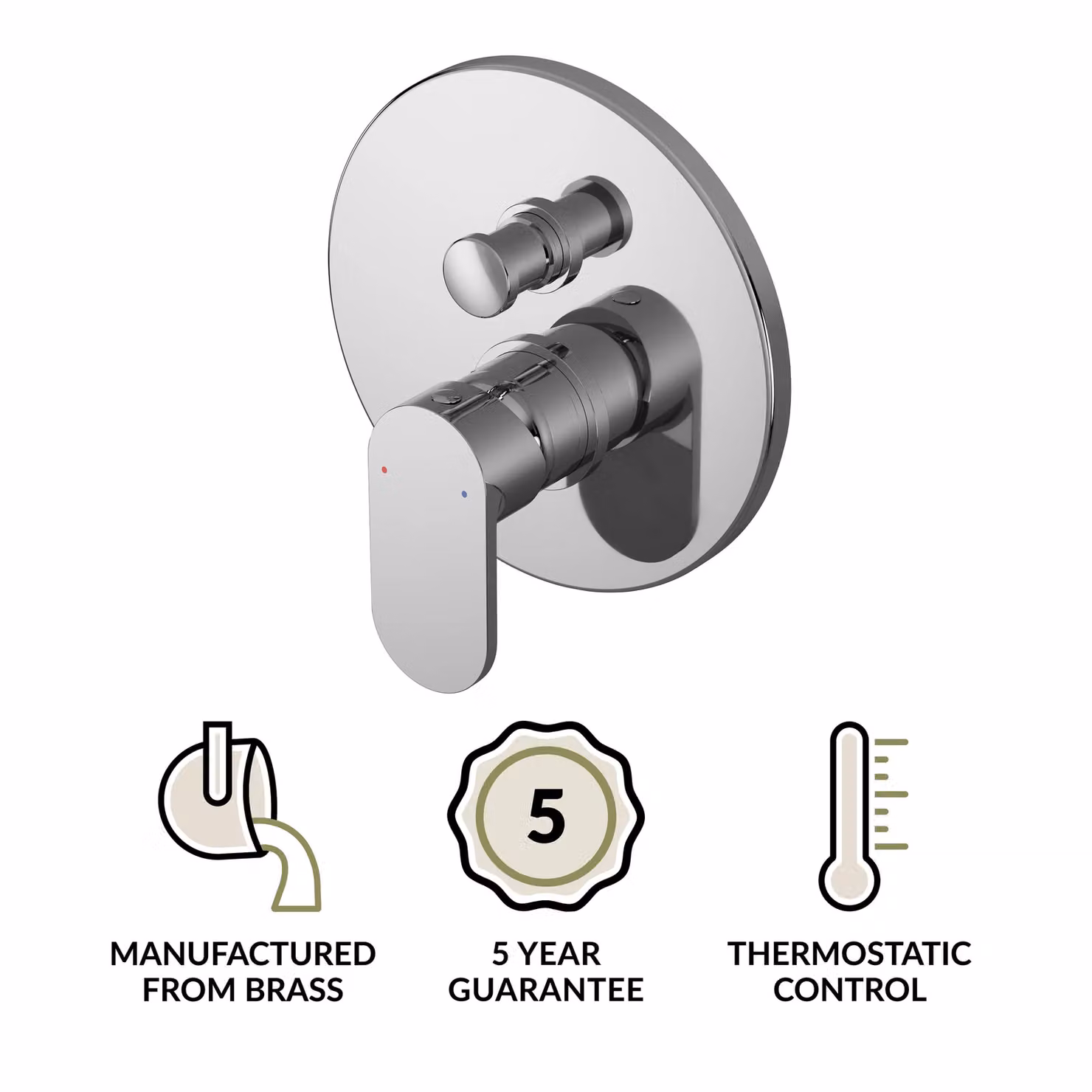 Balterley Current Round Concealed Manual Single Lever Shower Valve with Diverter in Chrome Silver – 2