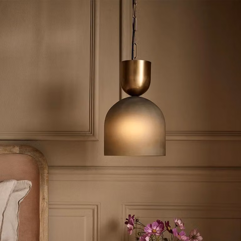 Atkin & Thyme Thea Dome Pendant Light in Green with Gold, Brass or Bronze Finishes