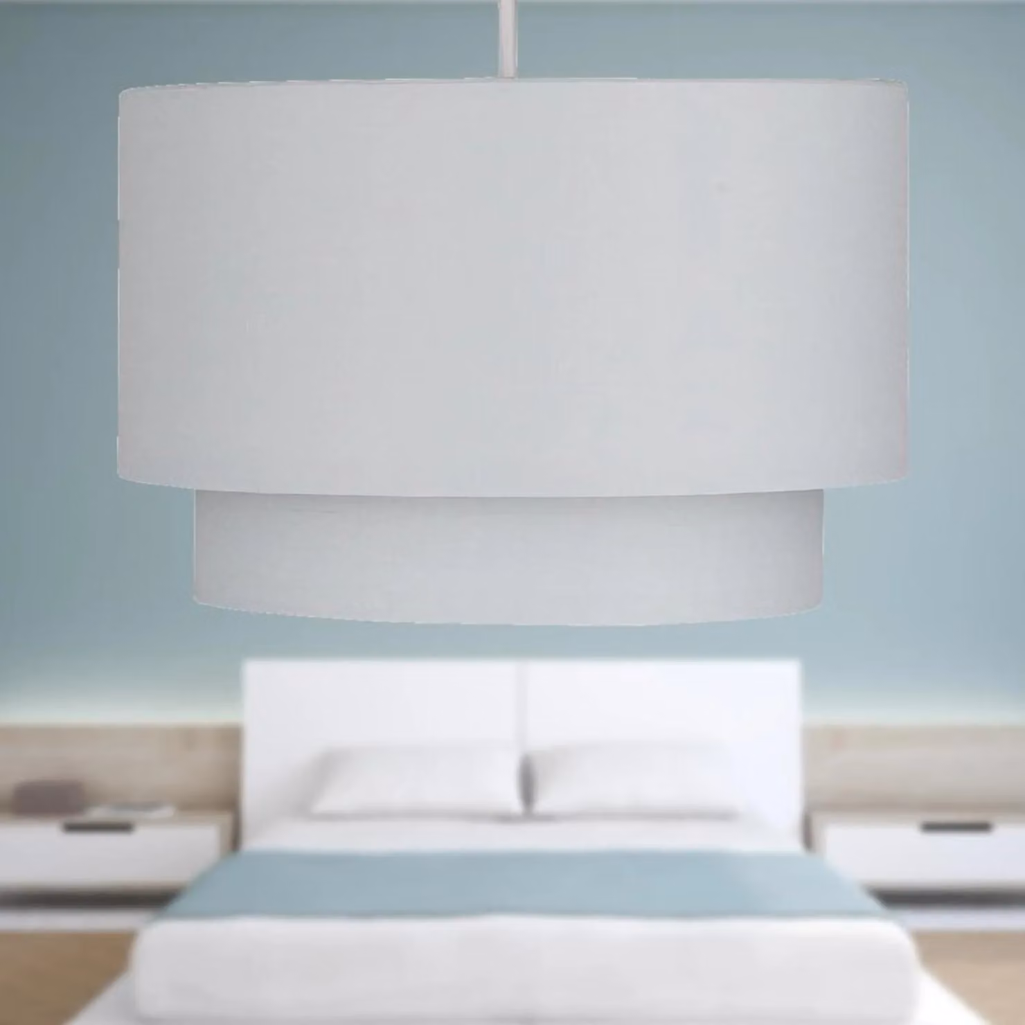 First Choice Lighting Pair of Grey 2 Tier Fabric Ceiling Light Shades W/D/H: 25.0 x 25.0 x 16.5 cm – 3